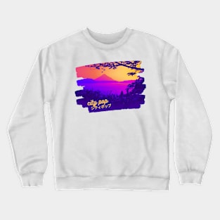 Japan Mountains Lake - Retro City Pop Vaporwave Vibes Crewneck Sweatshirt